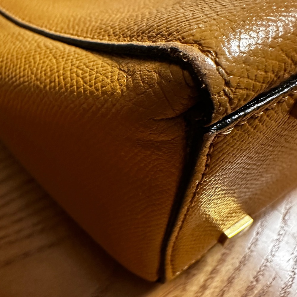 Celine Goldenrod Leather Square Tote Bag w/Crossbody Strap - Picture 8 of 15